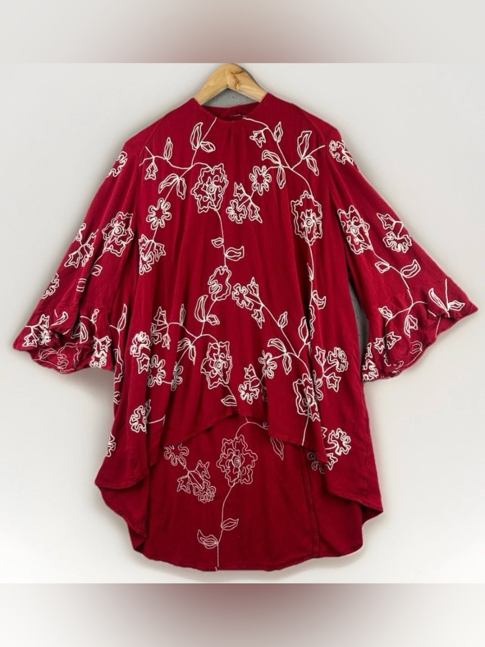 Catherines Red Floral Embroidered Tunic